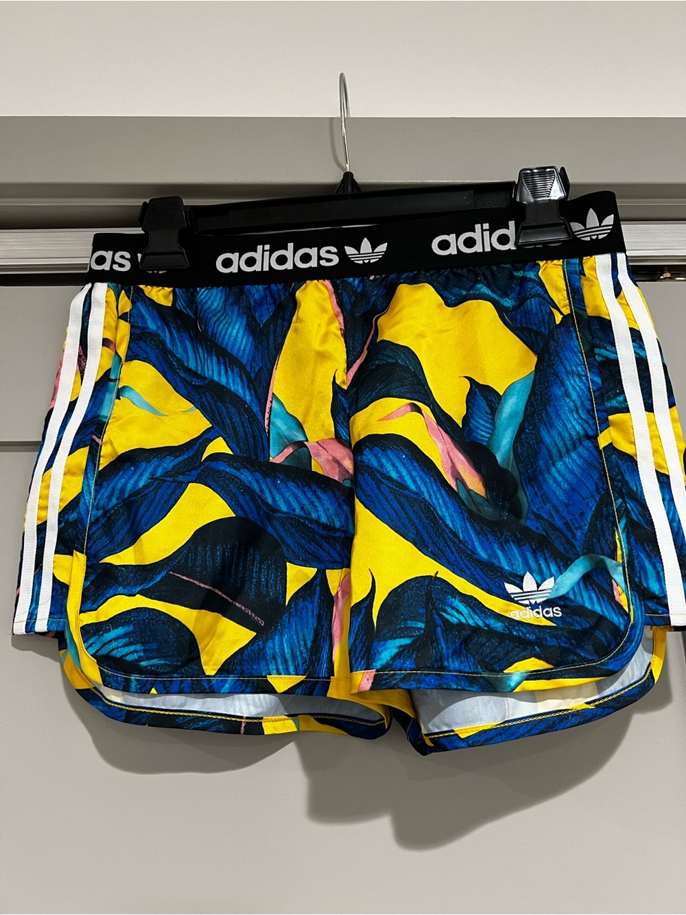 adidas Women's Yellow, Blue & Black Tropical Athletic Shorts